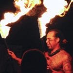 Fire dancer at Mauna Kea Luau. Photo Credit: Tom Wilmer