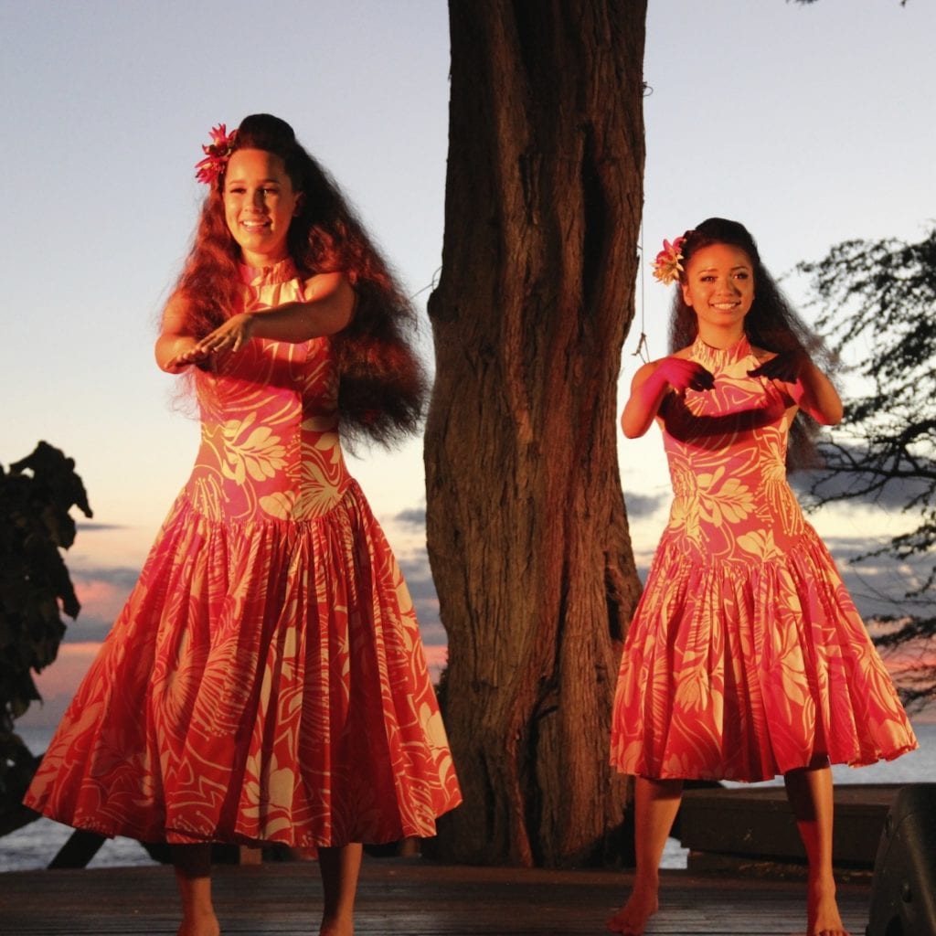 Lim Family Luau dancers at the Mauna Kea Resort Hotel