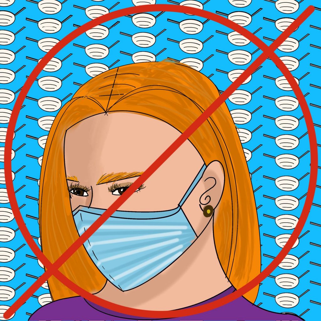 Face mask illustration by maria soloman for 360 MAGAZINE article.