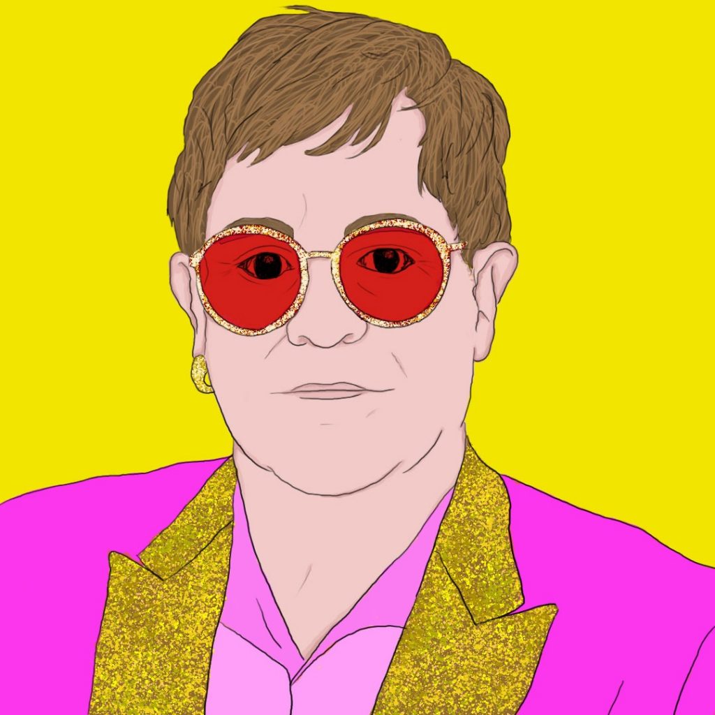 Maria Soloman illustration of Elton John for 360 MAGAZINE.