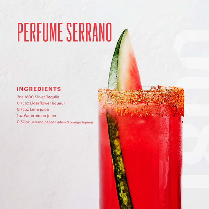 Perfume Serrano image via 1800 Tequila for use by 360 Magazine