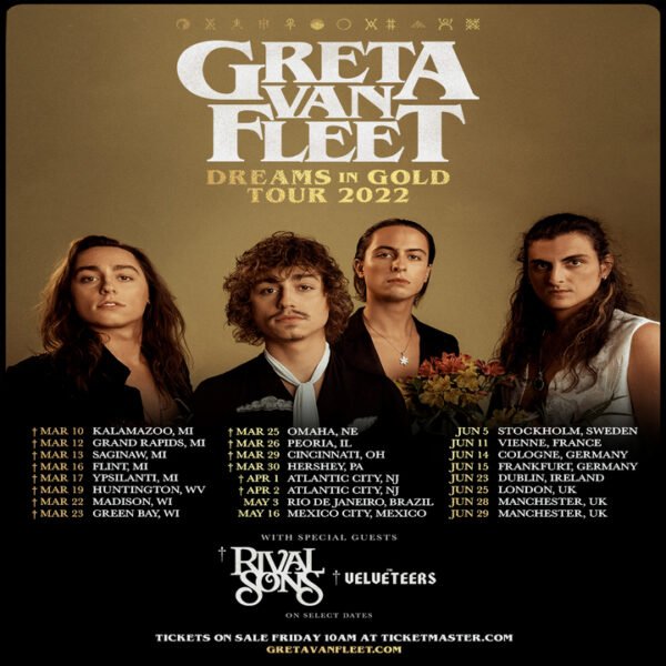 DREAMS IN GOLD TOUR GRETA VAN FLEET 360 MAGAZINE GREEN DESIGN