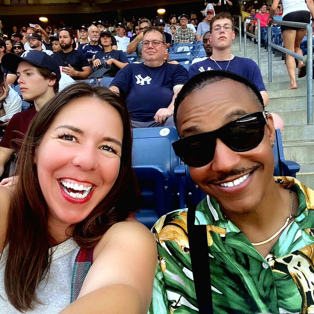 Vaughn Lowery at Yankee stadium with media colleague Jennifer Simonson for a Tailwind Air feature via 360 MAGAZINE. 