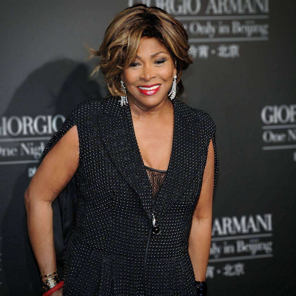 U.S. singer Tina Turner poses at the red carpet ceremony before the Giorgio Armani One Night Only in Beijing fashion show at the 798 Art Zone in Beijing, China, 31 May 2012 via DepositPhotos.