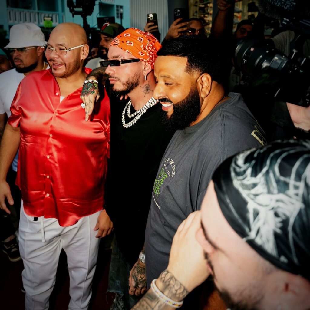 Diddy, Fat Joe and J Balvin at meet + greet hosted by DJ Khaled's We the Best x SNIPES store.