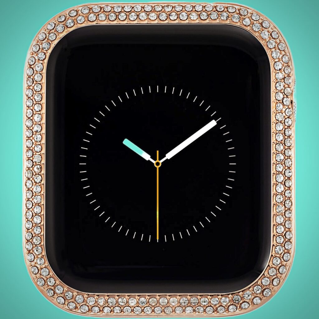 Bumper with Pave Crystals for 44mm Apple Watch® - Rose Gold via 360 MAGAZINE. 